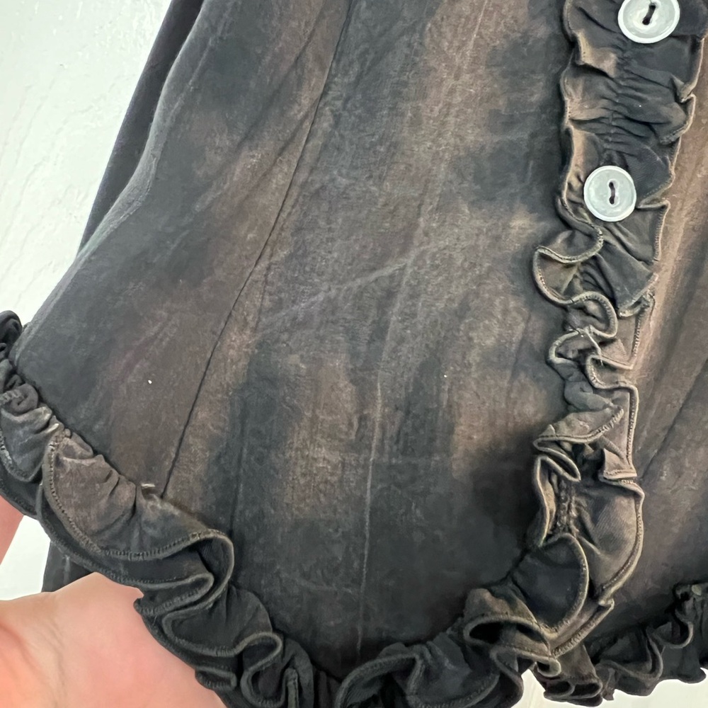 Betsey Johnson Blackish Ruffled Sleeveless Vest - Picture 11 of 16